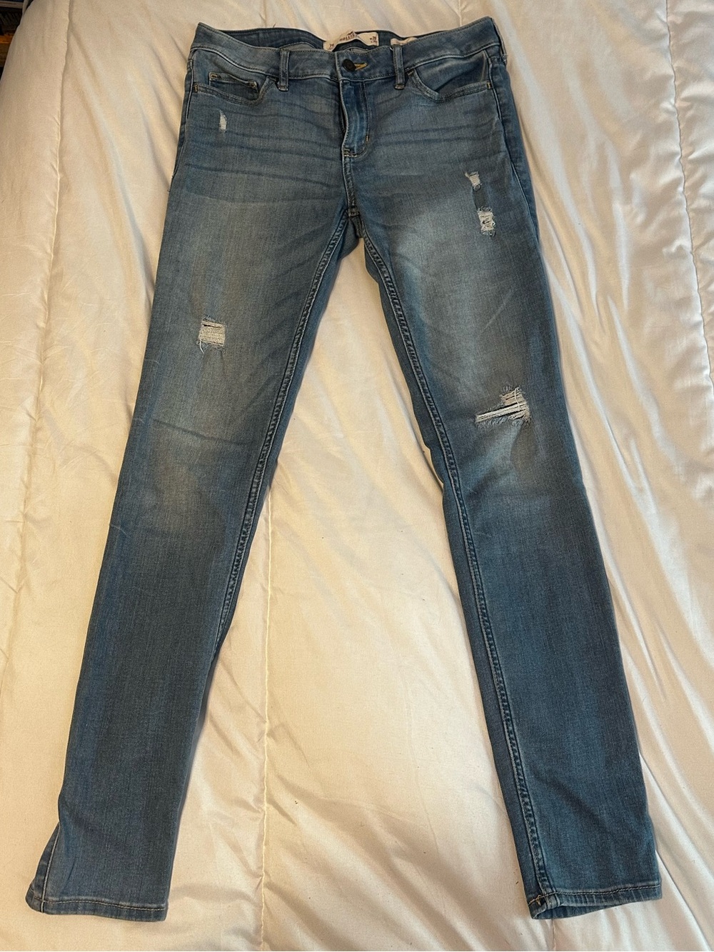 Hollister Low Rise Women's Light Blue Skinny Distressed Jeans 7R